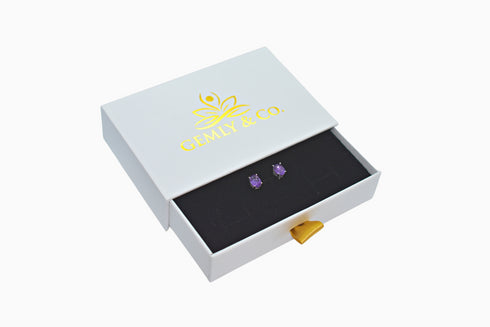 Divya दिव्या | Amethyst | Ohrstecker | Silber | Rhodiniert